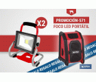 Pack de 2 focos LED portátiles de batería + altavoz Bluetooth de regalo | Iluminación eficiente y duradera